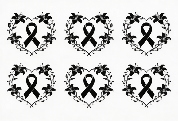 Black Ribbon Heart Lily Floral SVG Cut Review