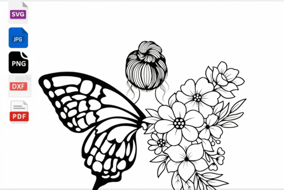 Butterfly Girl Messy Bun Floral SVG Review