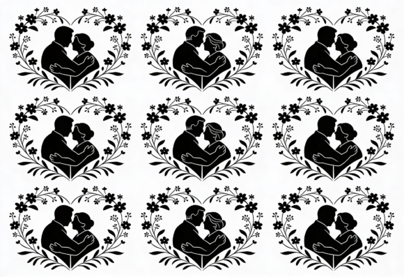 Couple Silhouette Heart Floral SVG Review