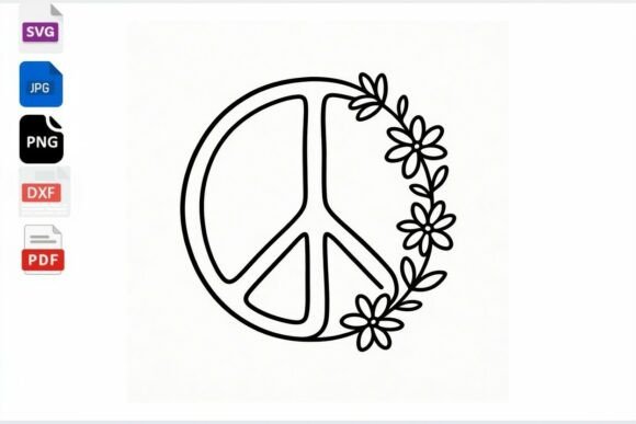 Peace Sign Flower Floral SVG PNG DXF Review