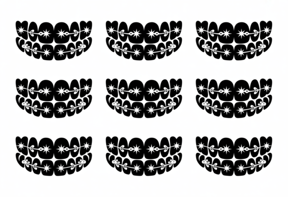 Smiling Teeth Floral SVG Clipart