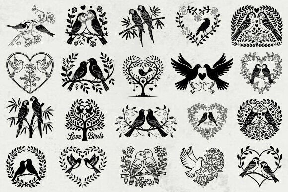 Vintage Love Birds Floral SVG Bundle Review