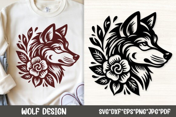 Wolf Head with Roses Floral SVG Review